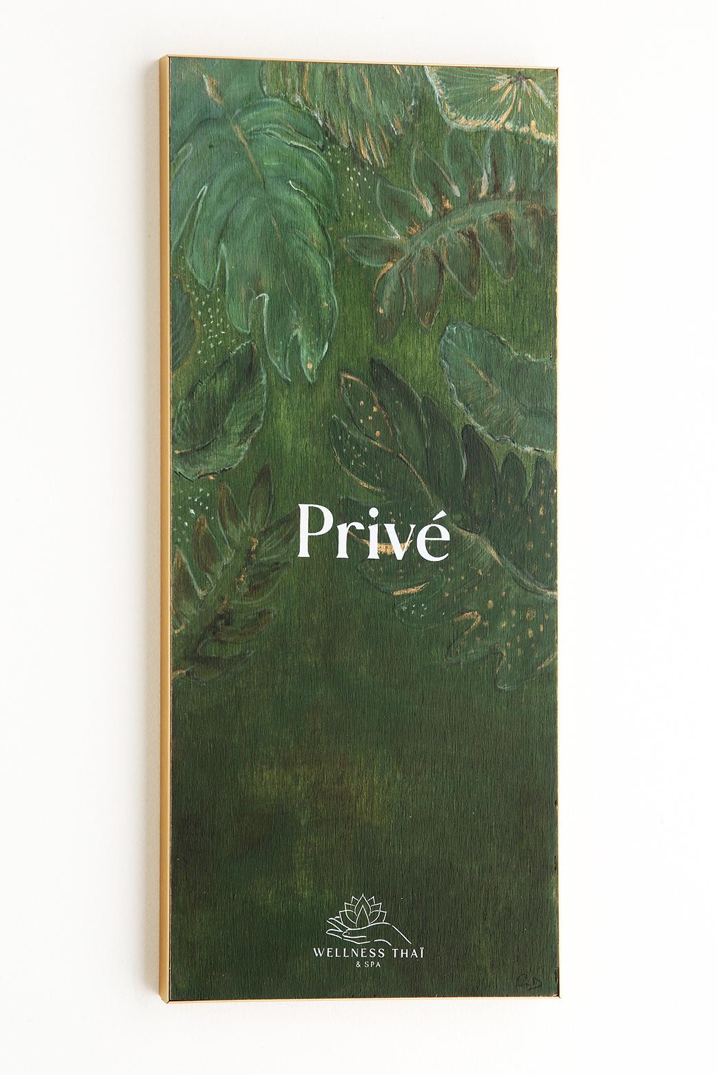 Signalétique du Wellness Thaï & Spa imaginé par Jérôme Barrier. 12 peintures originales peintes par l'artiste Céline Delaire et sérigraphiées par l'Atelier Parades. Privé.