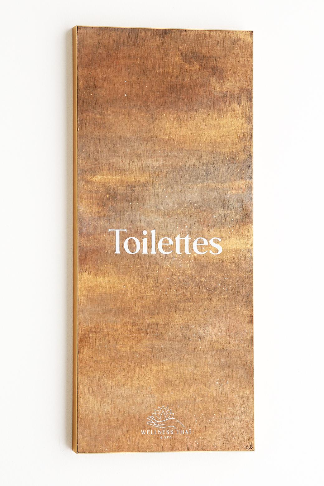 Signalétique du Wellness Thaï & Spa imaginé par Jérôme Barrier. 12 peintures originales peintes par l'artiste Céline Delaire et sérigraphiées par l'Atelier Parades. Toilettes.